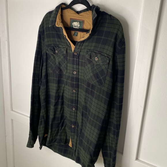 Large Roots Lumberjack Green Flannel Shirt - Picture 2 of 3
